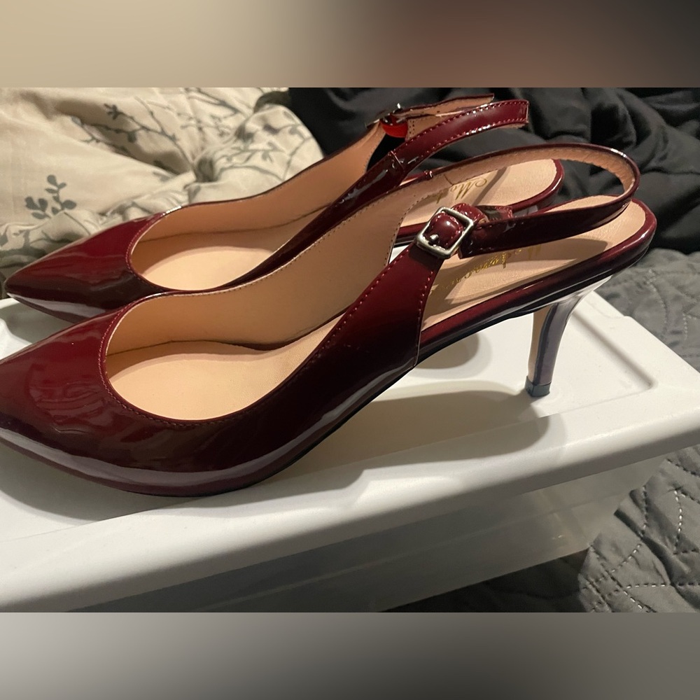 Wine Slingback Heels